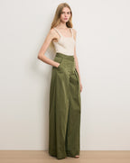 Veronica Beard Heron Crossover Waistband Pant - Army