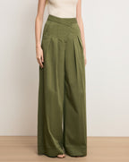 Veronica Beard Heron Crossover Waistband Pant - Army