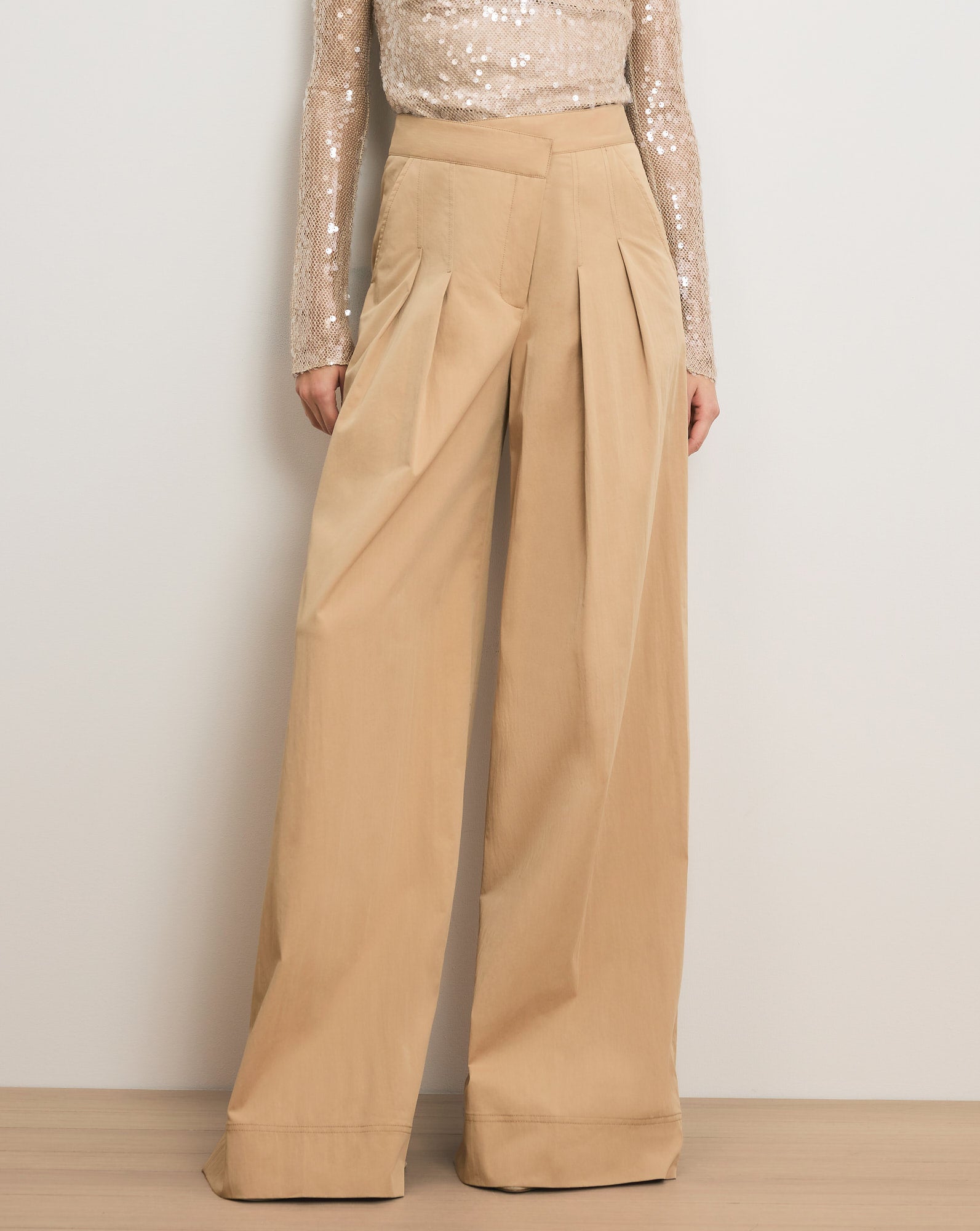 Heron Wide-Leg Pant in Khaki | Veronica Beard
