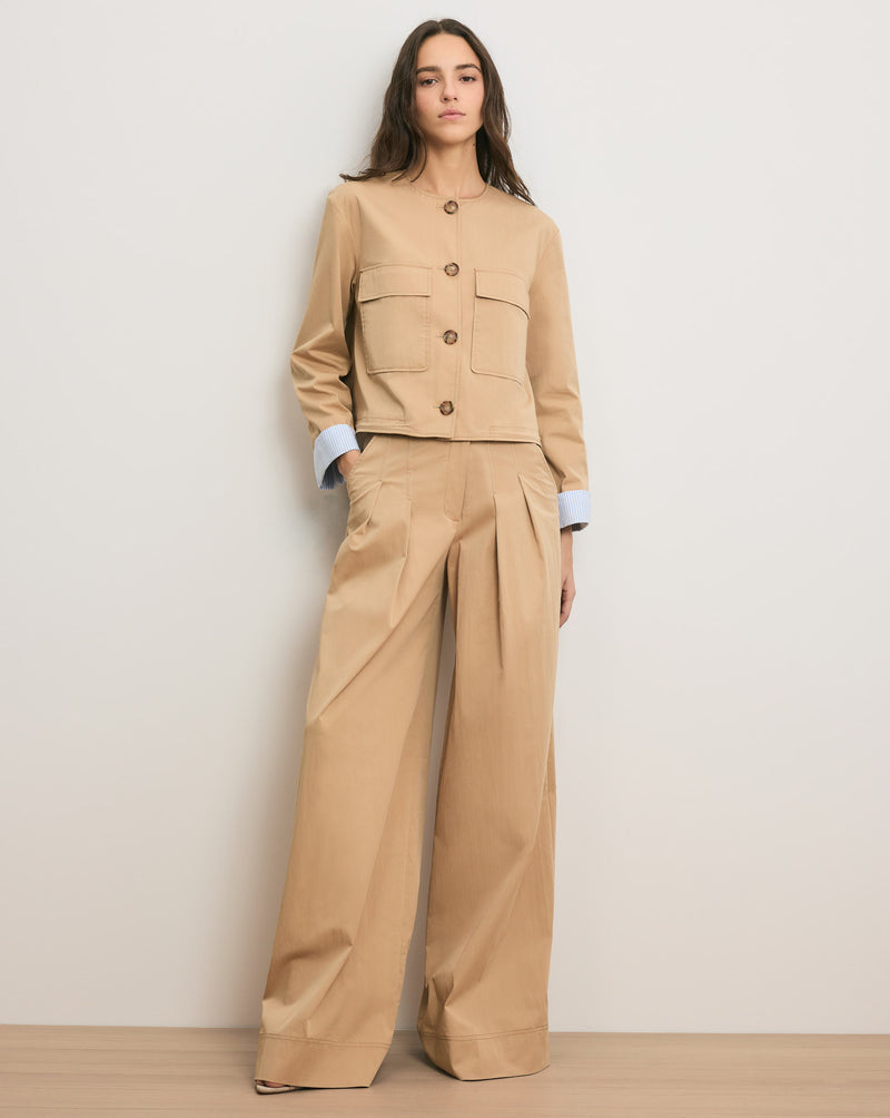 Veronica Beard Heron Crossover Waistband Pant - Khaki