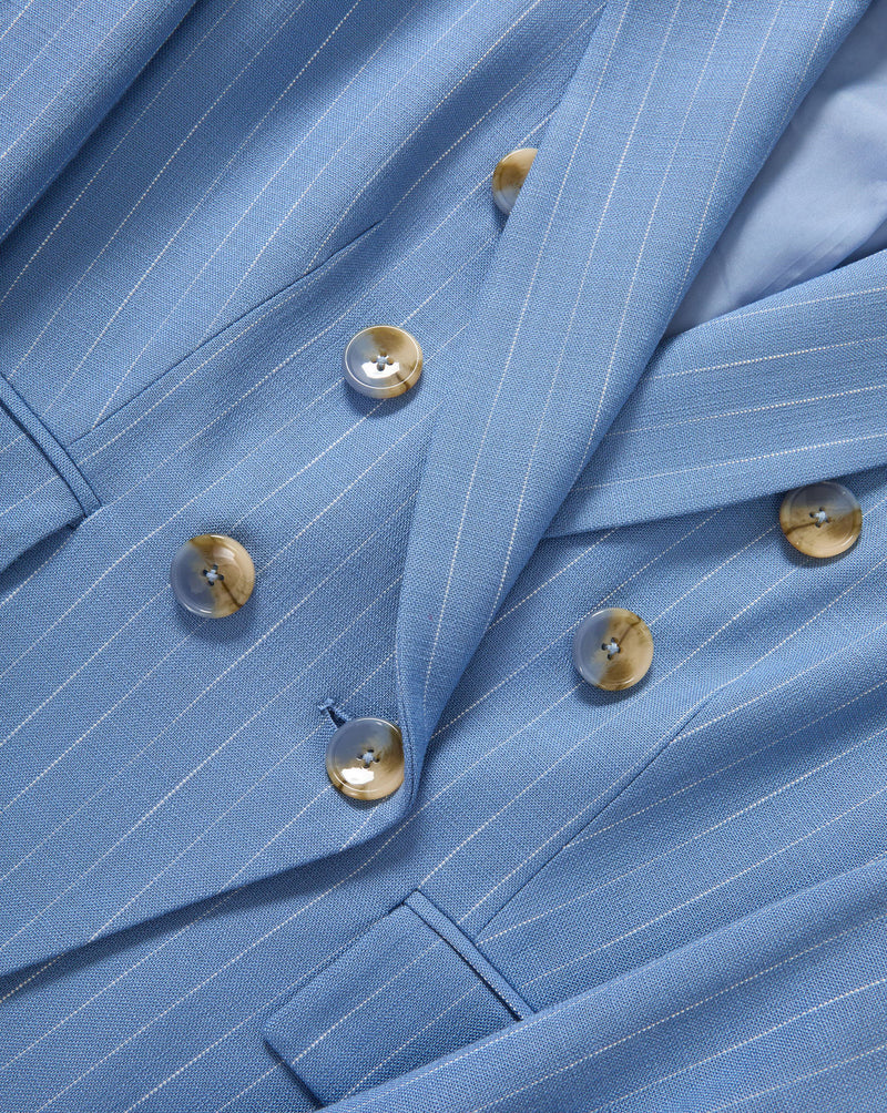 Veronica Beard Miller Pinstripe Dickey Jacket - Blue Jay/Dove White