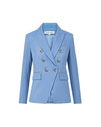 Veronica Beard Miller Pinstripe Dickey Jacket - Blue Jay/Dove White