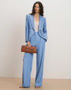 Veronica Beard Heyser Wide-Leg Pant - Blue Jay/Dove White