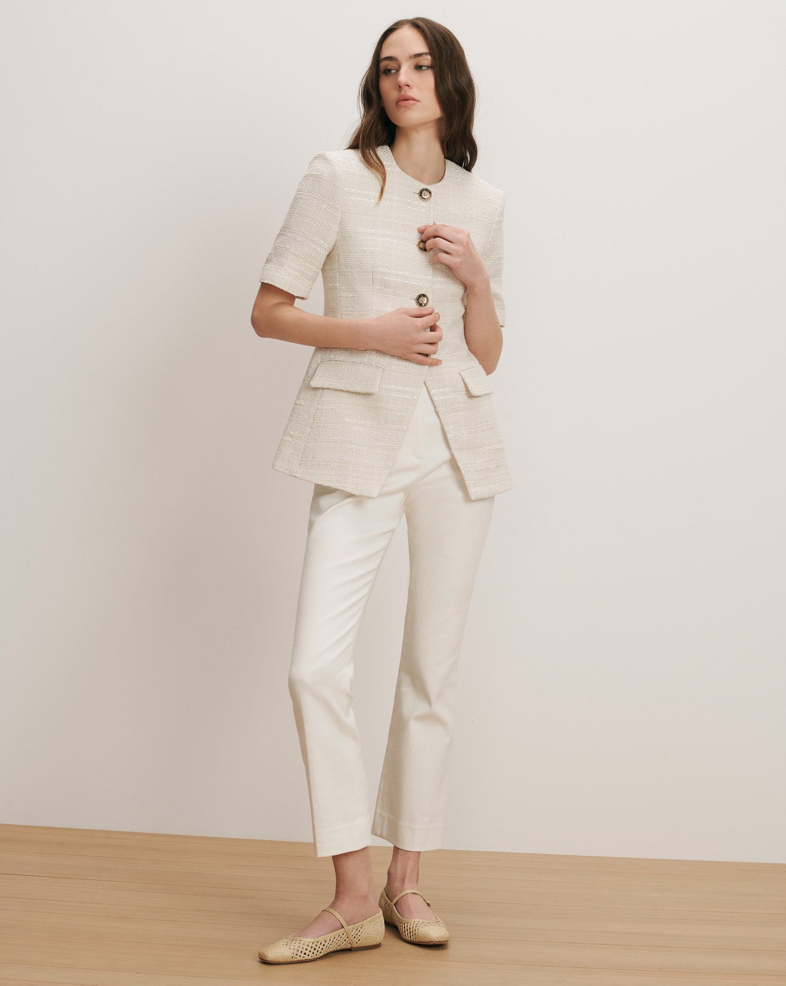 Veronica Beard Althea Kick-Flare Pant - Dove White