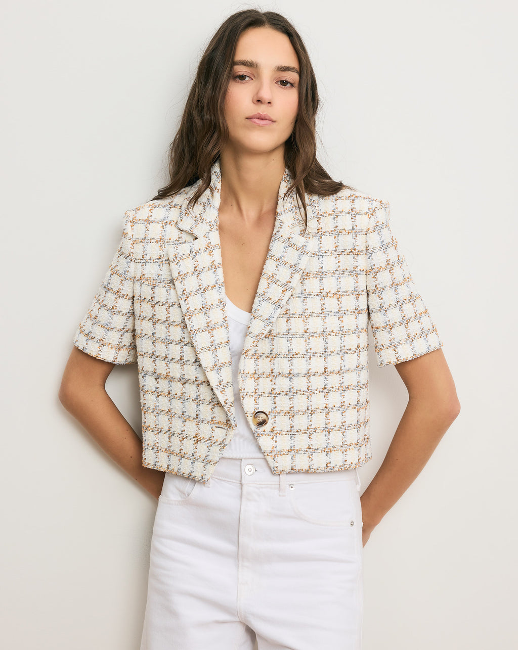Veronica Beard Montenegro Tweed Jacket - Ecru Multi