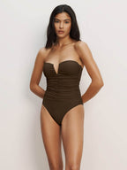 Veronica Beard Palmilla Swimsuit - Mocha
