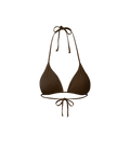 Veronica Beard Brown triangle bikini top with halter and back ties.