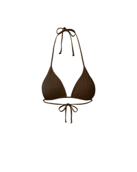 Veronica Beard Brown triangle bikini top with halter and back ties.