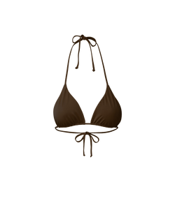 Veronica Beard Brown triangle bikini top with halter and back ties.