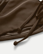 Veronica Beard Brown satin-finish bikini bottom with side tie details.