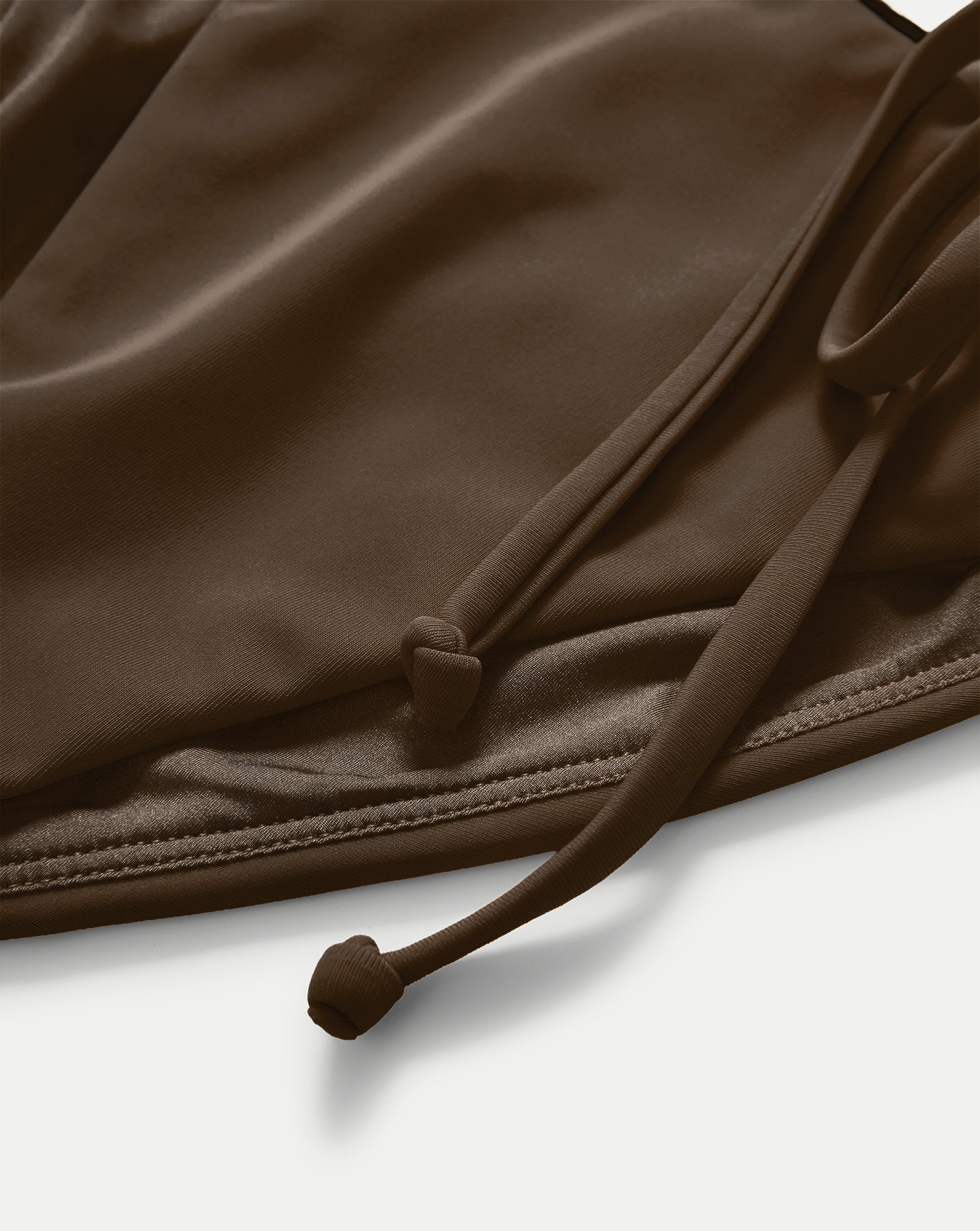 Veronica Beard Brown satin-finish bikini bottom with side tie details.