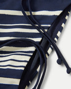 Veronica Beard Navy and white striped bikini bottom with side ties.