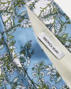 Veronica Beard Blue and white floral print silk scarf with a "VERONICA BEARD" label.