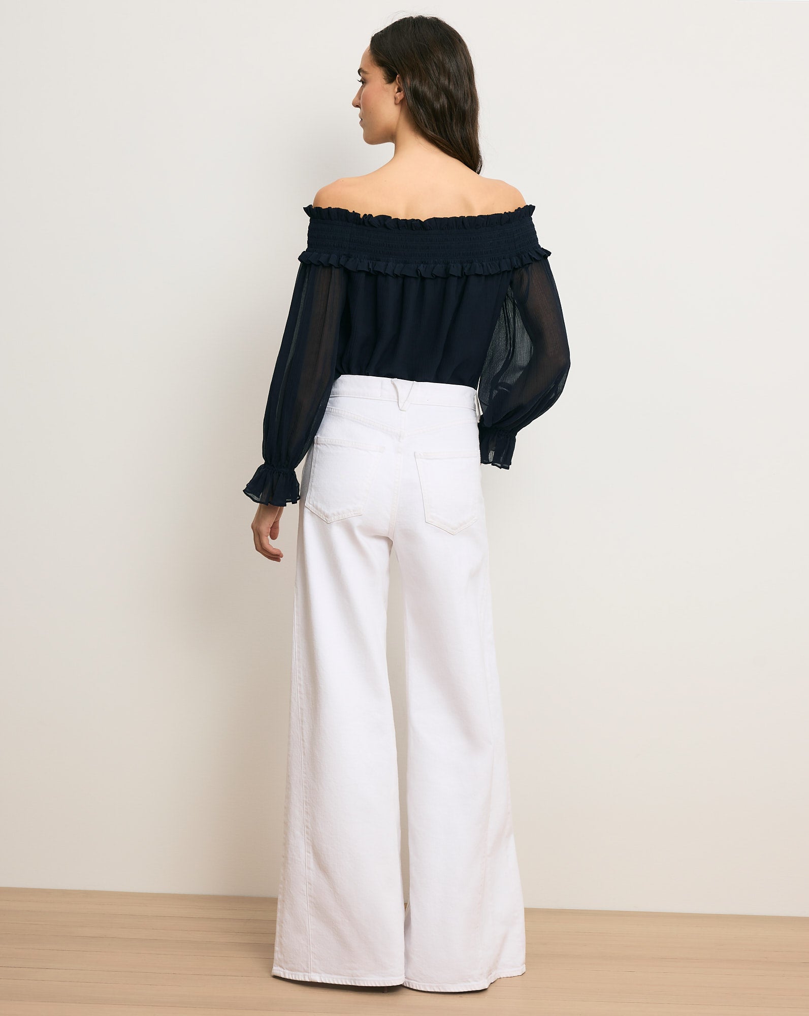 Veronica Beard Callum Off-the-Shoulder Top - Navy