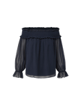 Veronica Beard Callum Off-the-Shoulder Top - Navy