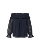 Veronica Beard Callum Off-the-Shoulder Top - Navy