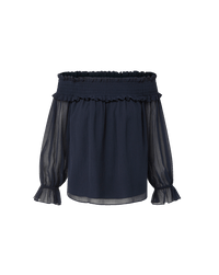 Veronica Beard Callum Off-the-Shoulder Top - Navy