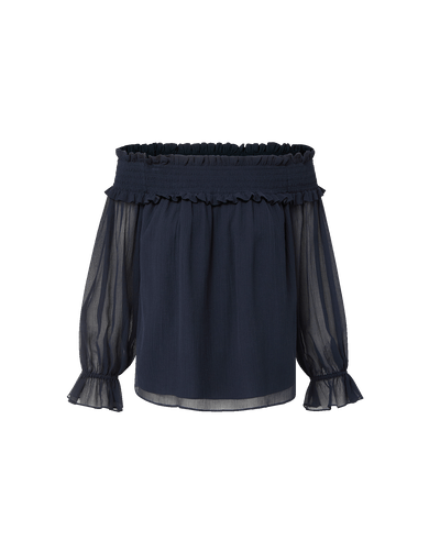 Veronica Beard Callum Off-the-Shoulder Top - Navy