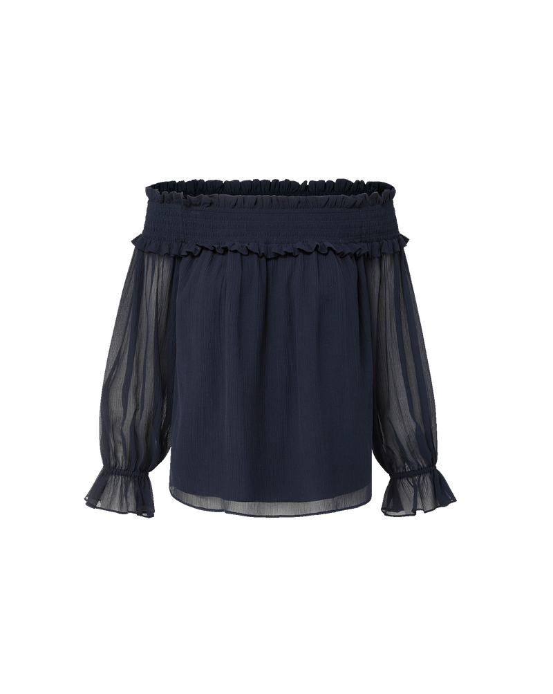 Veronica Beard Callum Off-the-Shoulder Top - Navy