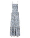 Veronica Beard Light blue floral print maxi dress with spaghetti straps and a smocked bodice.