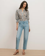 Veronica Beard Ashlynn Floral Blouse - Blue Jay Multi