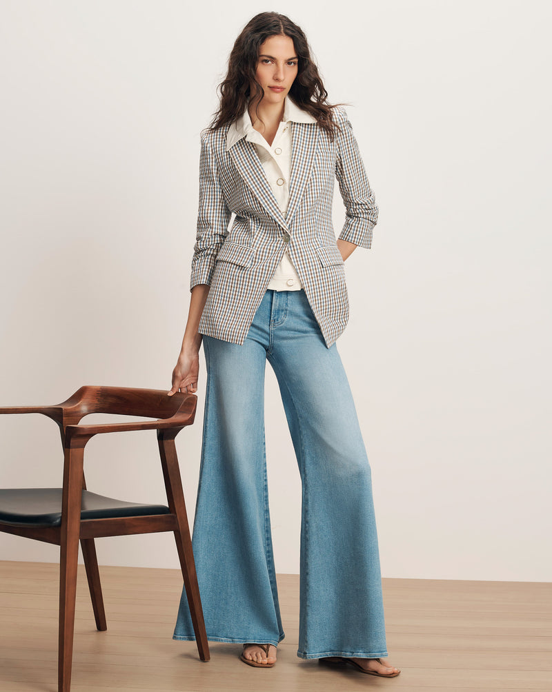 Veronica Beard Clayton Gingham Dickey Jacket - Acorn Multi