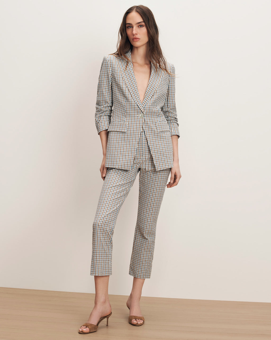 Veronica Beard Clayton Gingham Dickey Jacket - Acorn Multi
