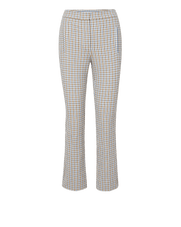Veronica Beard White and brown plaid pants, flared leg.