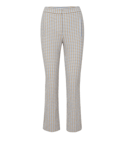 Veronica Beard White and brown plaid pants, flared leg.