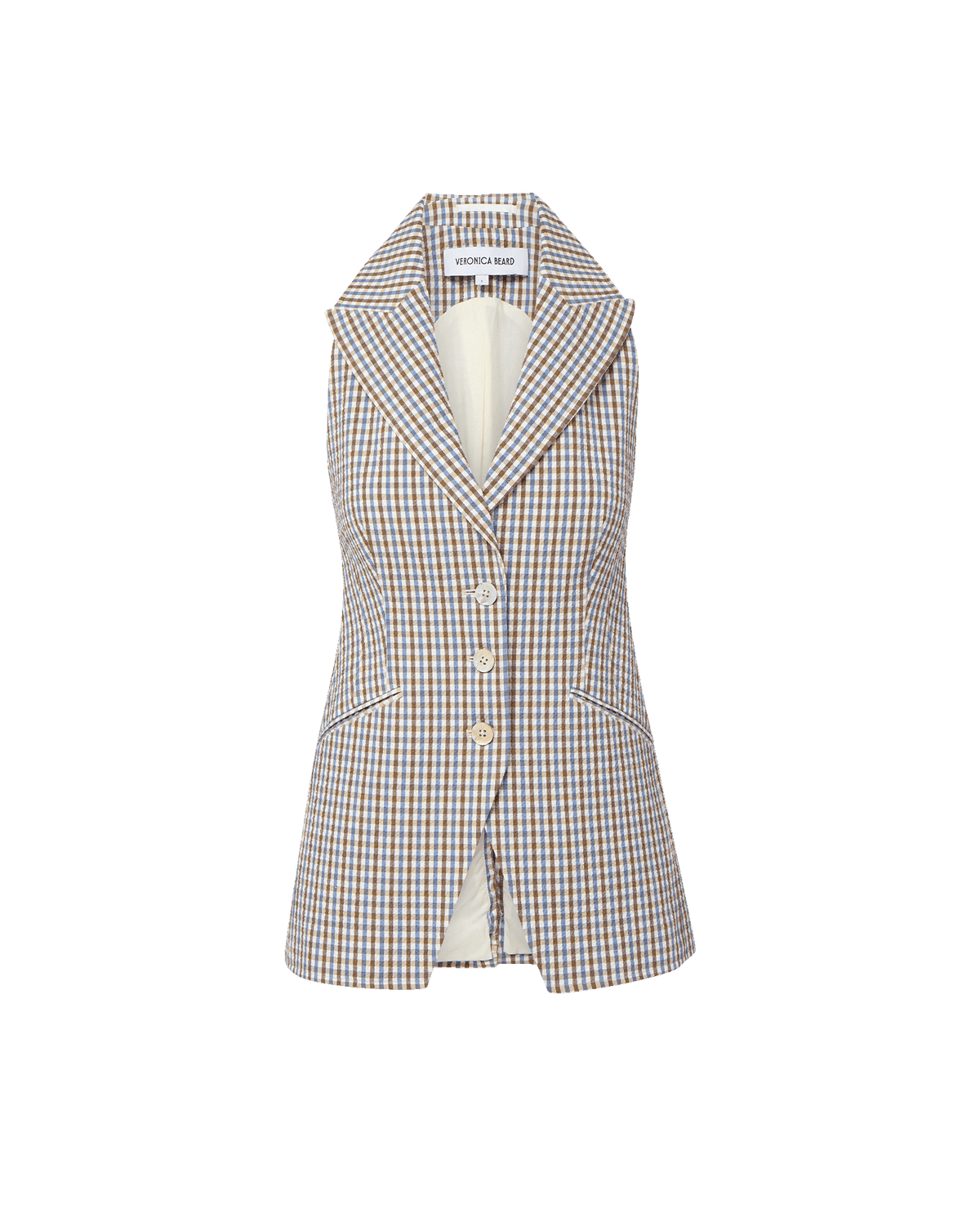 ⭐︎美品☆rosymonster conchiglie check vest Costa Gingham Vest in Acorn Multi | Veronica Beard
