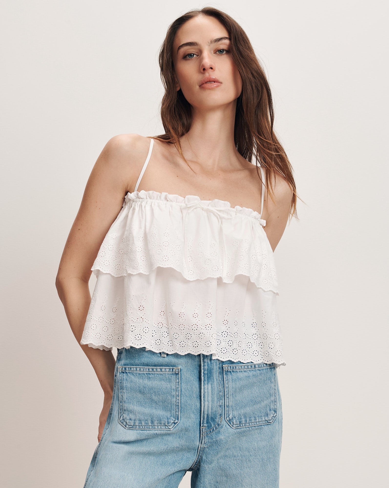 Oseanna Eyelet Camisole in White | Veronica Beard