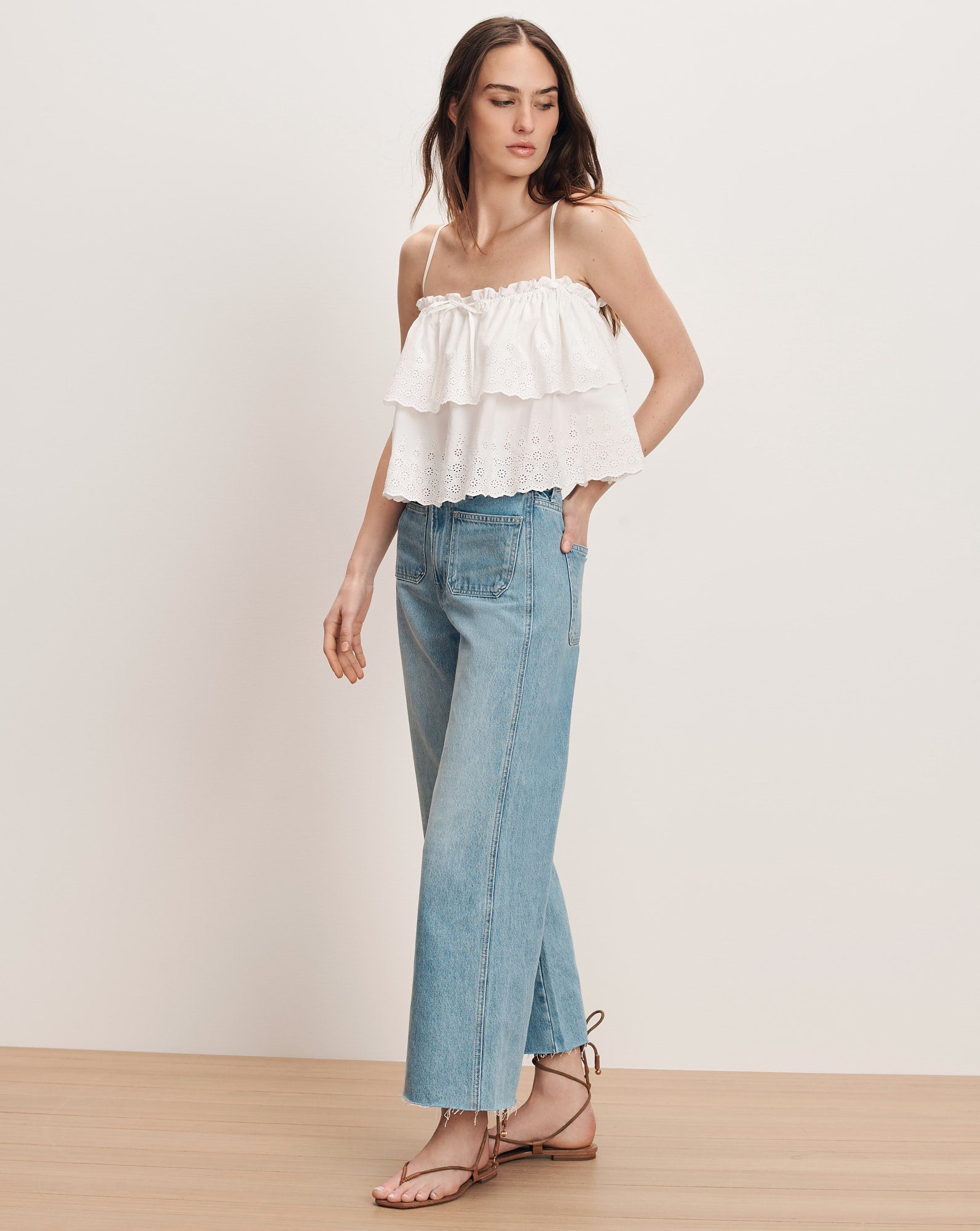 Oseanna Eyelet Camisole in White | Veronica Beard