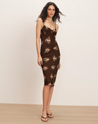 Veronica Beard Shara Floral Slip Dress - Dark Mocha Multi