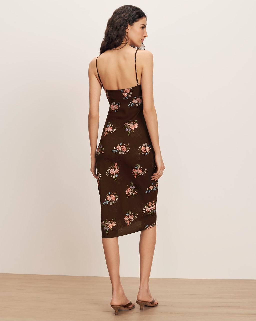 Veronica Beard Shara Floral Slip Dress - Dark Mocha Multi