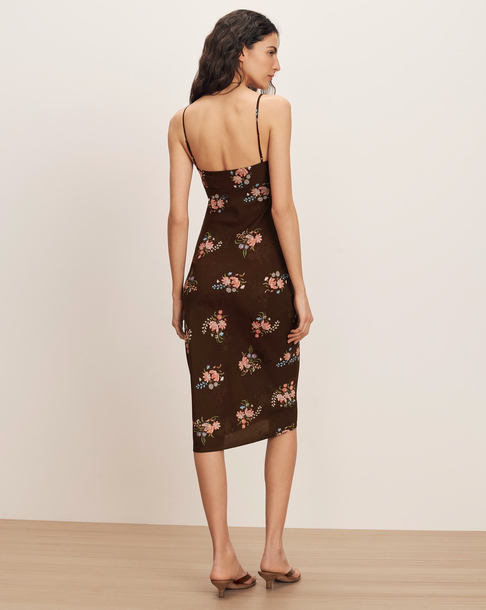 Veronica Beard Shara Floral Slip Dress - Dark Mocha Multi