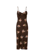 Veronica Beard Shara Floral Slip Dress - Dark Mocha Multi
