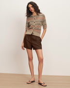 Veronica Beard Shana Cardigan - Stone Khaki Multi