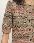 Veronica Beard Shana Cardigan - Stone Khaki Multi