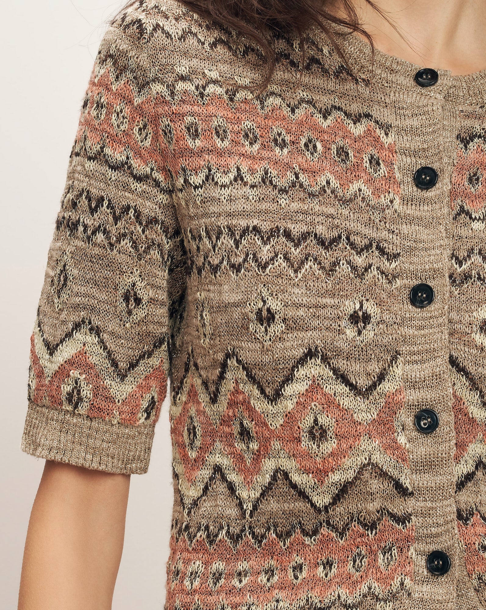 Veronica Beard Shana Cardigan - Stone Khaki Multi