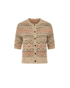 Veronica Beard Shana Cardigan - Stone Khaki Multi