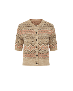 Veronica Beard Shana Cardigan - Stone Khaki Multi