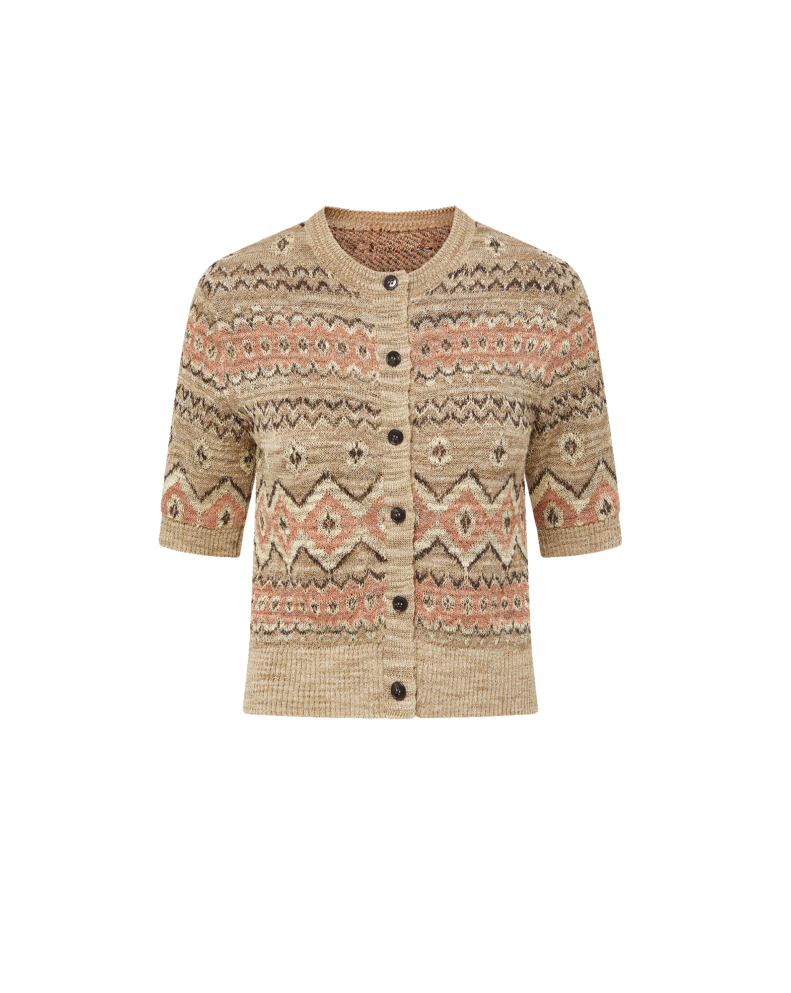 Shana Printed Cardigan in Stone Khaki Multi | Veronica Beard
