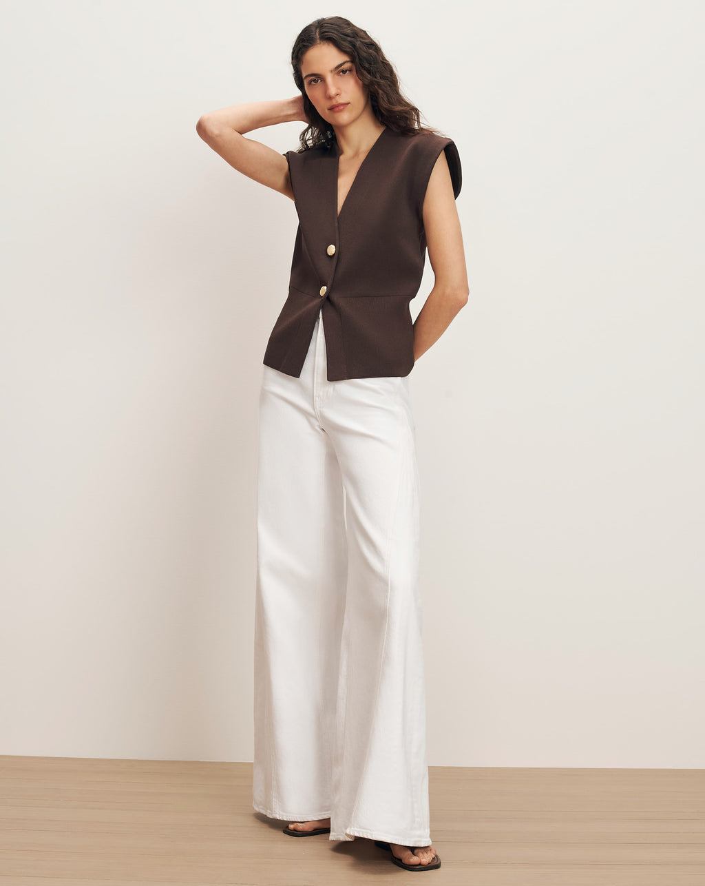 Veronica Beard Isador Knit Vest - Dark Mocha