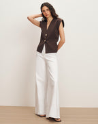 Veronica Beard Isador Knit Vest - Dark Mocha