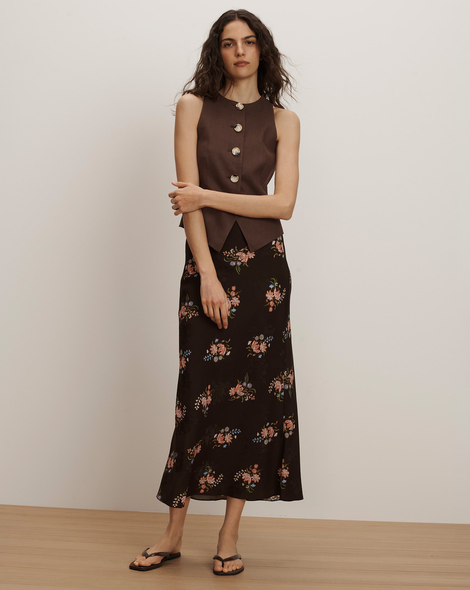 Hartwell Tailored Vest in Dark Mocha | Veronica Beard