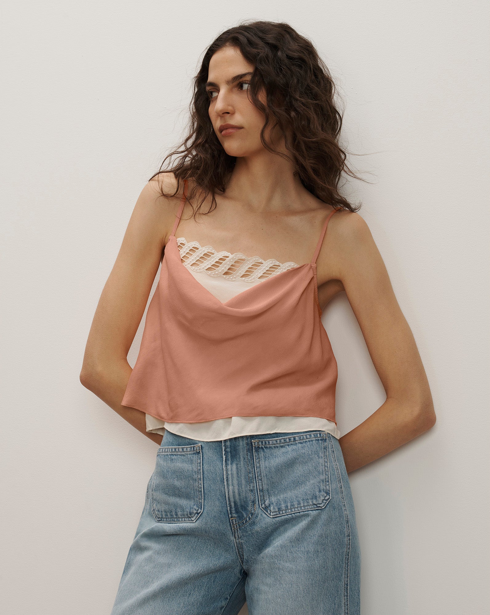 Lumora Silk-Blend Camisole in Light Coral Clay | Veronica Beard