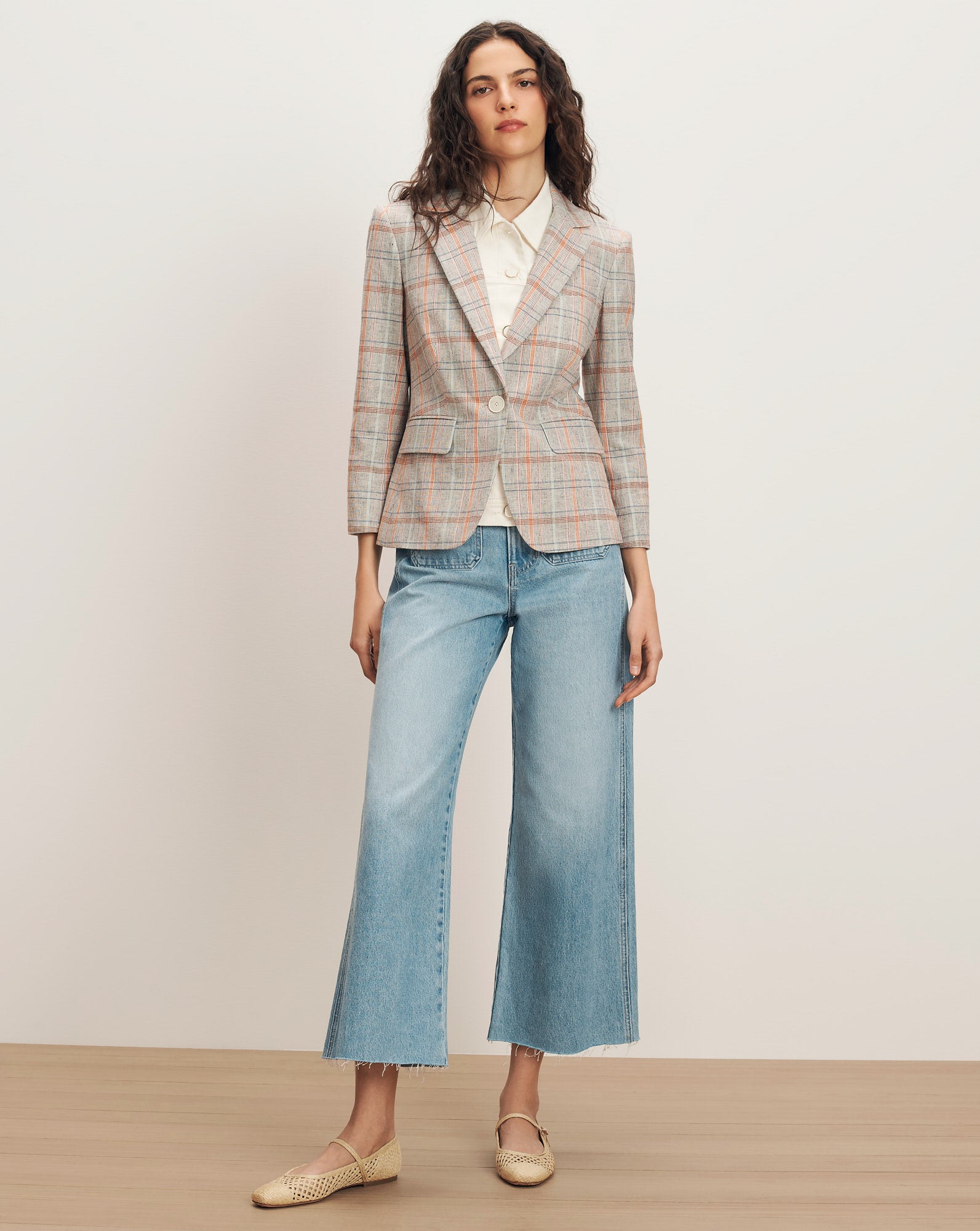 Veronica Beard Schoolboy Plaid Dickey Jacket - Muted Clay Multi