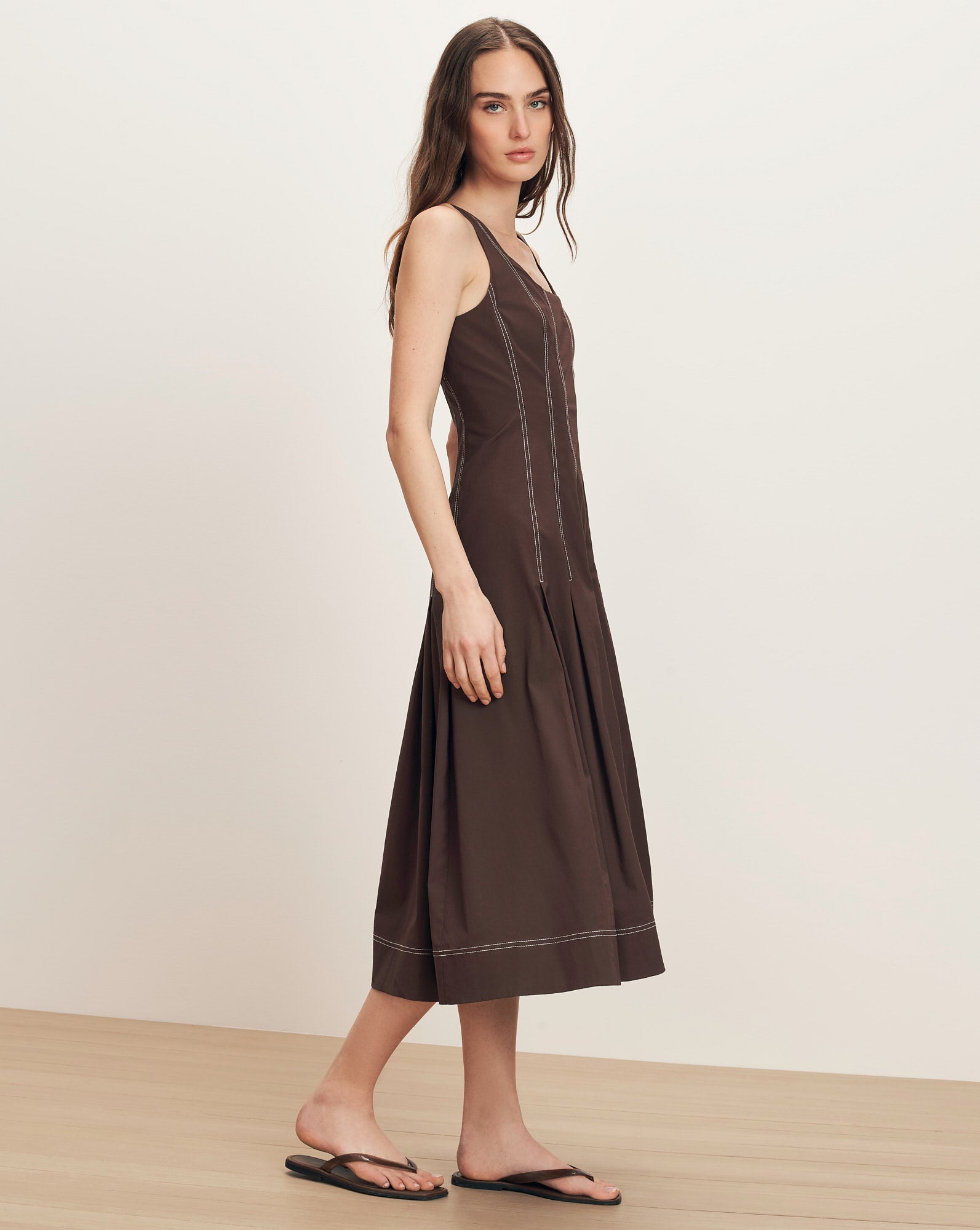 Veronica Beard Jolie Cotton Poplin Midi Dress | Dark Mocha | Size 10 Veronica Beard Jolie Cotton Poplin Midi Dress | Dark Mocha | Size 10