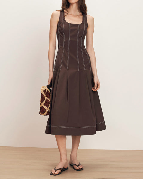Veronica Beard Jolie Cotton Poplin Midi Dress | Dark Mocha | Size 10 Veronica Beard Jolie Cotton Poplin Midi Dress | Dark Mocha | Size 10