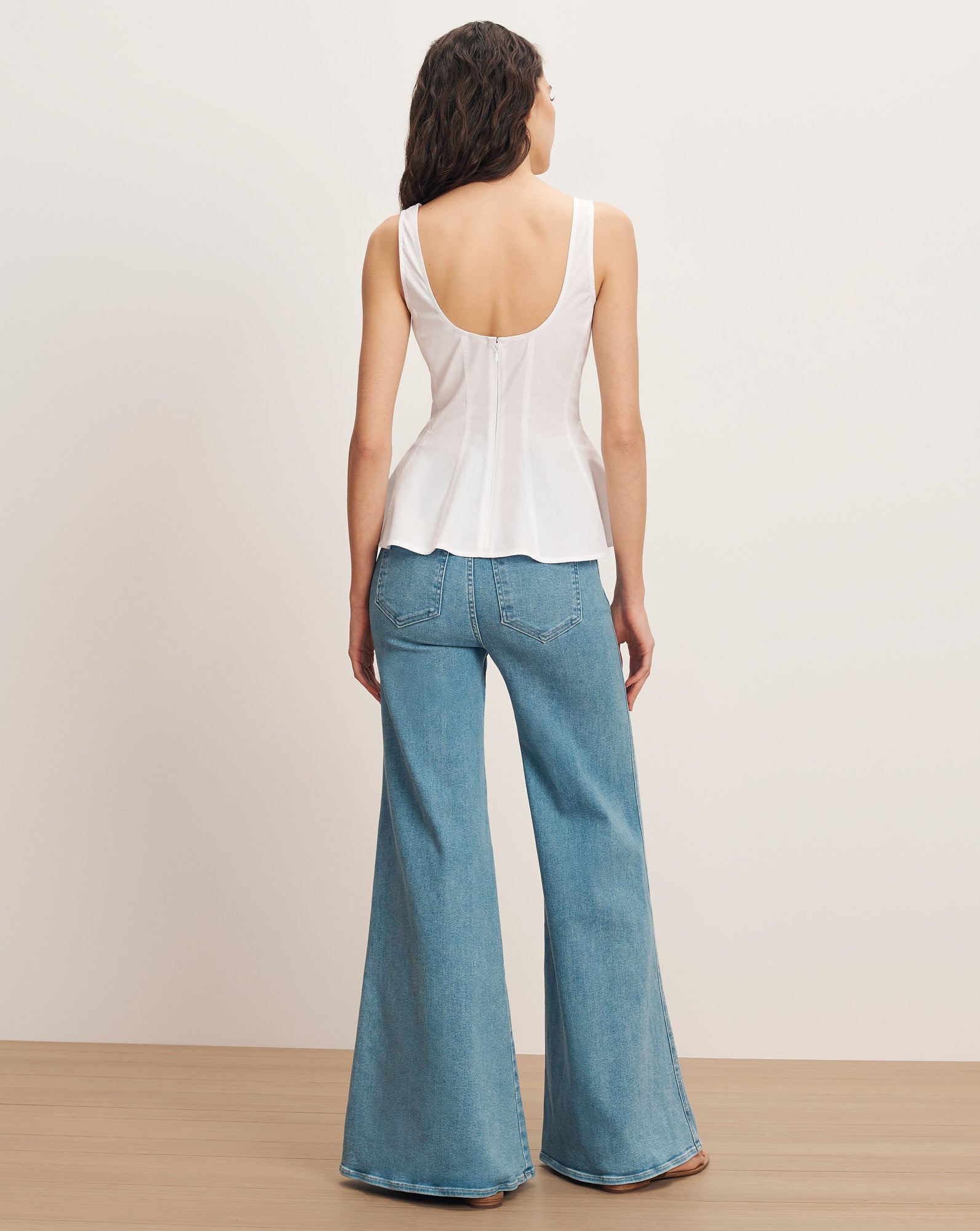 Charlie Peplum Tank Top in White | Veronica Beard